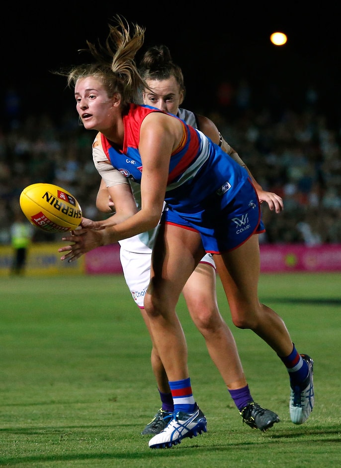AFLW 2017 Rd 01 - Western Bulldogs v Fremantle The Western Bulldogs’ AFLW players have been put to work this pre-season, according to forward Ellyse Gamble. - Western Bulldogs,AFLW,Ellyse Gamble